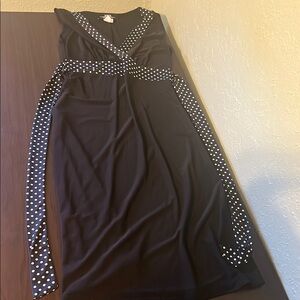 B Moss XS Elegant Black Polka Dot Dress